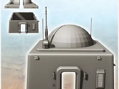 Tatooine futuristic house with roof sphere and antennas 6 - Futu 3D print model