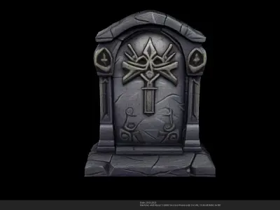 Stylized Fantasy Gravestone - AI Low-poly 3D model
