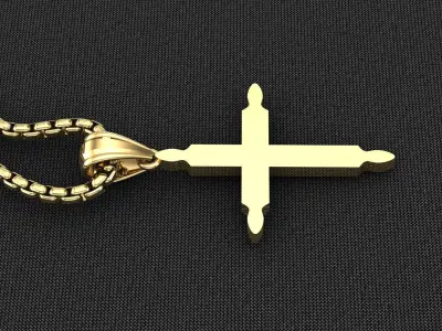 High Cross Pendant Light Gold 18K 3CP072 3D model