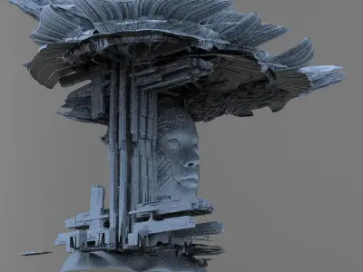 Ancient Crystal Sci fi tower cliff 5 3D model