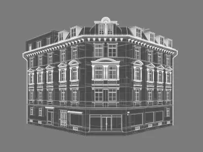 Residential City Building - Corner - 19 - Storefront 3D model