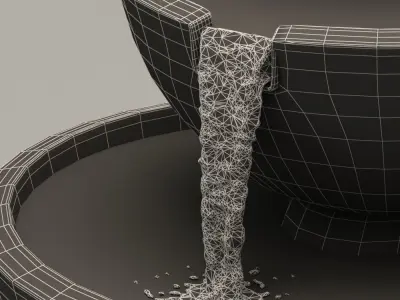 Fountain 2 water with different bowls 3D model