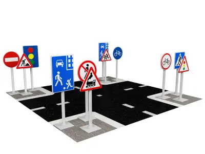Children play signs road 3D model