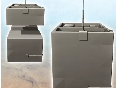 Futuristic building with window grilles and lampposts on the fac 3D print model