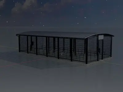 Leezenbox bicycle shelter with foundation Low-poly 3D model