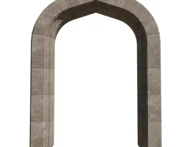 Gothic Stone Doorwall low-poly PBR 4k Free low-poly 3D model