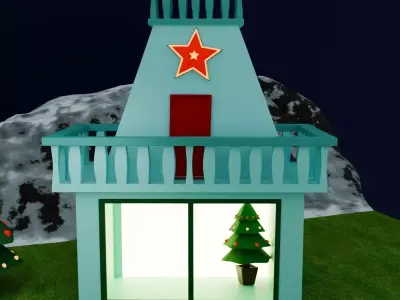 Low Poly Christmas Theme Asset Pack  Trees House Star  Glass Pot Low-poly 3D model
