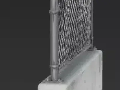 Concrete Jersey Barrier with Chain-Link Fence 3D Model Low-poly 3D model