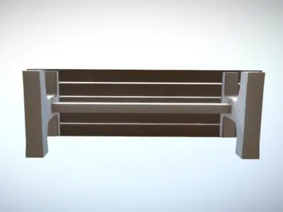 Game Ready Park Bench Wooden Painted Low-Poly Low-poly 3D model