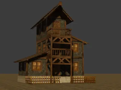 Complete Low Poly Medieval House Pack for 3D Games and Projects Low-poly 3D model