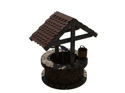 3D low poly old well Low-poly 3D model