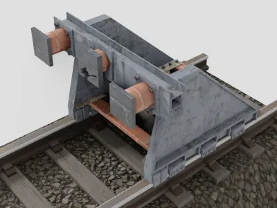 Railway buffer stop Low-poly 3D model