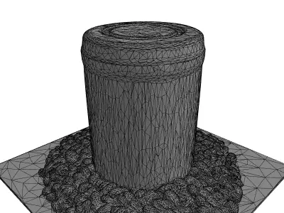 Metal Coffee Canister and Beans Low-poly 3D model