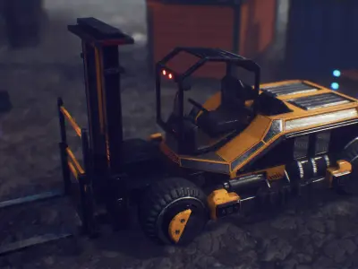 PBR Sci-fi forklift Low-poly 3D model