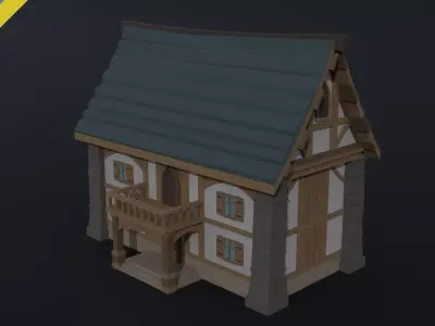 Cartoon medieval house 3 Polygonal Style Low-poly 3D model