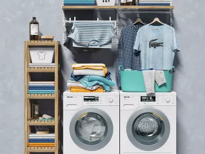 Laundry Area Washing Machine Set  3D model