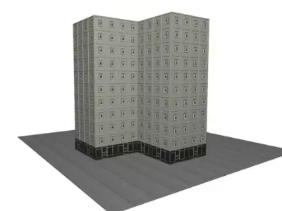  High-Rise Apartment Building Low-poly 3D model