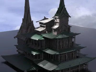 Japan Temple Ruin 4 3D model
