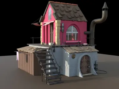 home for game Low-poly 3D model