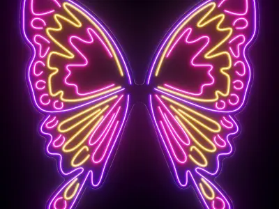 Butterfly Wings Neon Sign 3D model purchase