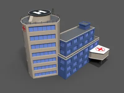 Cartoon Hospital Low-poly 3D model buy