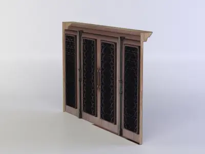 Door wooden wine cellar Low-poly 3D model