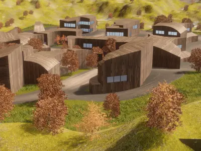 Modern Wooden Community Design 3D model
