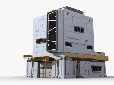Factory Industrial Sci Fi x3 Low-poly 3D model