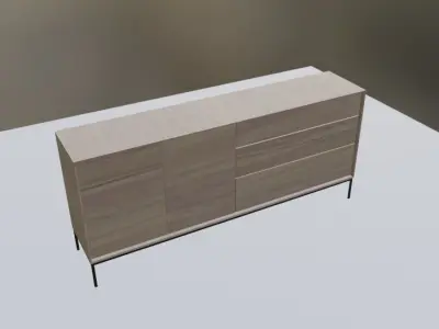 Oak Sideboard Low-poly 3D model