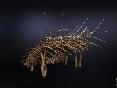 Forest - Wooden Shelter No3 Low-poly 3D model