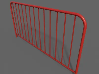 PBR Pedestrian Guard Rail Red V1 Low-poly 3D model
