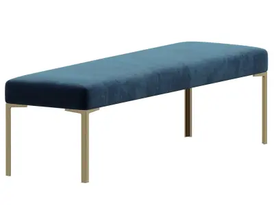 Astor 60 Brass Bench in Navy Velvet by Montage 3D model