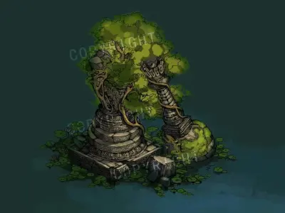 Kashayana Buddhist Forest Broken Water Pagoda 1 3D model