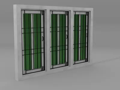 three pan old style window Free low-poly 3D model