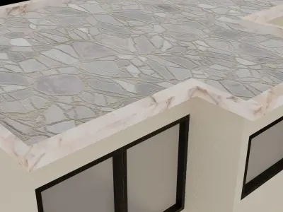 Low Poly House modern in sky Low-poly 3D model