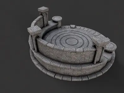Ancient Circular Stone Platform Altar 1 Low-poly 3D model