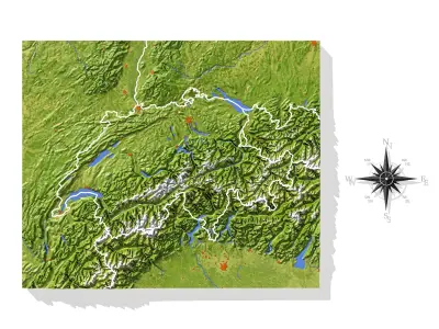 Switzerland High resolution 3D relief maps 3D model