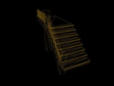 Stairs Game Ready wooden staircase Low-poly 3D model