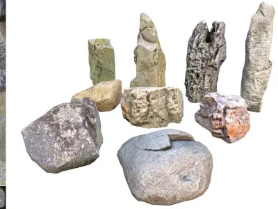 Photorealistic game-ready Stones Low-poly 3D model