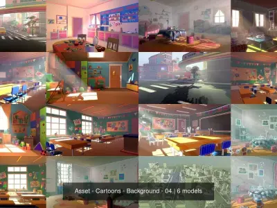 Asset - Cartoons - Background - 04 3D Model Pack