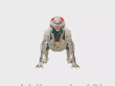 Mechanical Dinosaur Beast with Bleeding Wounds Low-poly 3D model