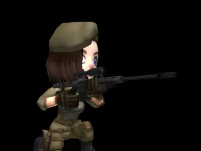 Animated Chibi Cartoon Soldiers Low-poly 3D model