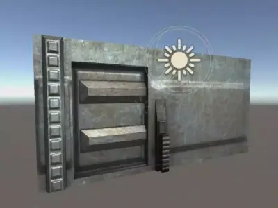 Door component 3 rigged and animated Free low-poly 3D model