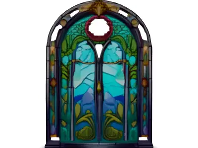 Art Nouveau Stained Glass Window Low-poly 3D model
