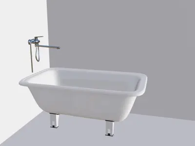 bathroom with bathtub and toilet 3D model