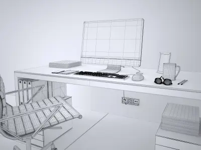 Office Desk - Interior Office Furniture 07 3D model