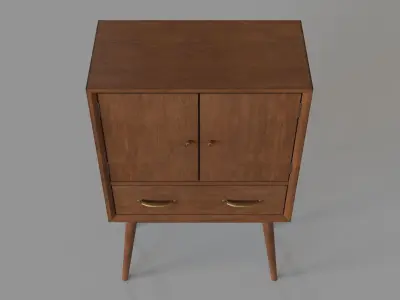 Mid Century Modern Wine Cabinet Brown 3D model