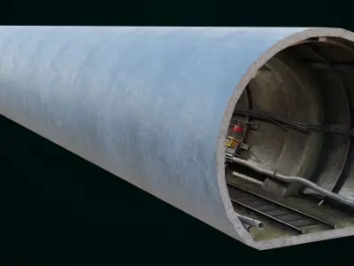 Train Tunnel02 All PBR Unity UE V-Ray Textures Included Low-poly 3D model