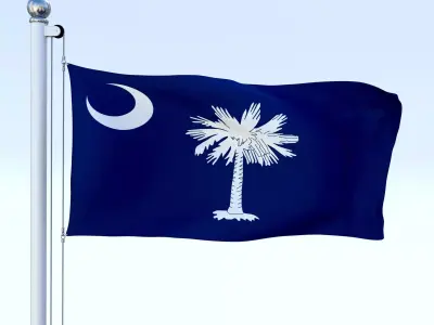 Animated South Carolina Flag Low-poly 3D model