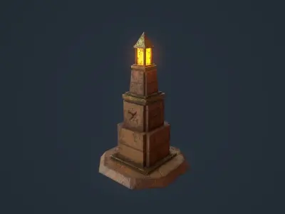 Obelisk 5 light tower Low-poly 3D model